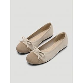 Ballerines plates kaki à enfiler pour femme - chaussures plates confortables et respirantes ornées d'un nœud et dotées d'une semelle intérieure rembourrée Seme