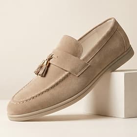 Men's Sporty Casual Daily PU Leather Comfortable Slip Resistant Flexible Slip-on Beige / White Black Summer Spring All Seasons