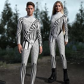 combinaison Costume grenouillère Abstrait Impression Rave Tous Costume pour Festival de Musique Halloween Carnaval Enfant Adulte thumbnail 2