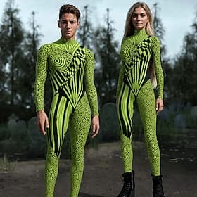 combinaison Costume grenouillère Abstrait Impression Rave Tous Costume pour Festival de Musique Halloween Carnaval Enfant Adulte
