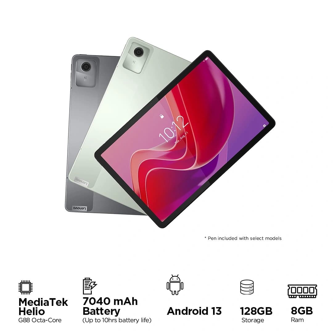 Lenovo Tab M11 27.94 cms, Seafoam Green - Tablet - MediaTek Helio G88 - 128 GB - 4 GB RAM - Android 13 or Later | ZADB0092IN