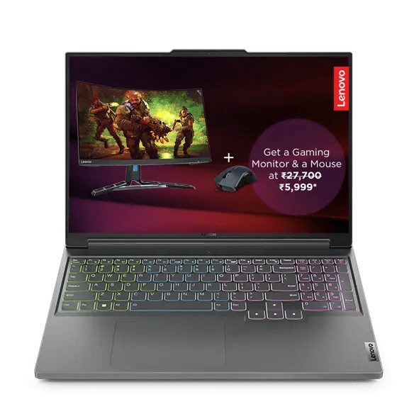 Lenovo Legion Slim 5- AMD Ryzen 7, 16 GB RAM, 512 SSD, NVIDIA RTX 6GB, Storm Grey - Gaming Laptop | Gaming PC - AMD Ryzen™ 7 7840HS | 82Y9XA04IN