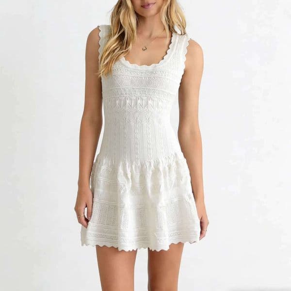 2026 summer designer sleeveless lace collar short skirt new slim fit women's knitted vest top
