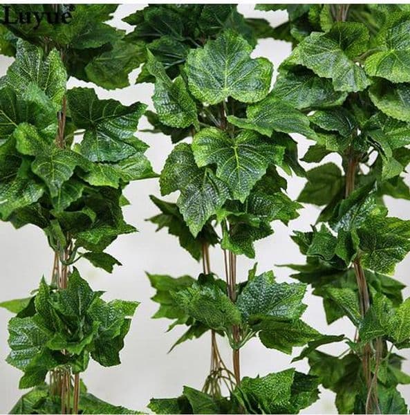20PCS like real artificial Silk grape leaf garland faux vine Ivy Indoor /outdoor home decor wedding flower green christmas gift