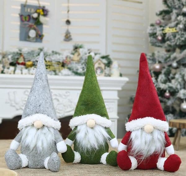 Cartoon Christmas Figurines Faceless Gnome Plush Doll Ornaments for New Year Xmas Home Table Window Decoration