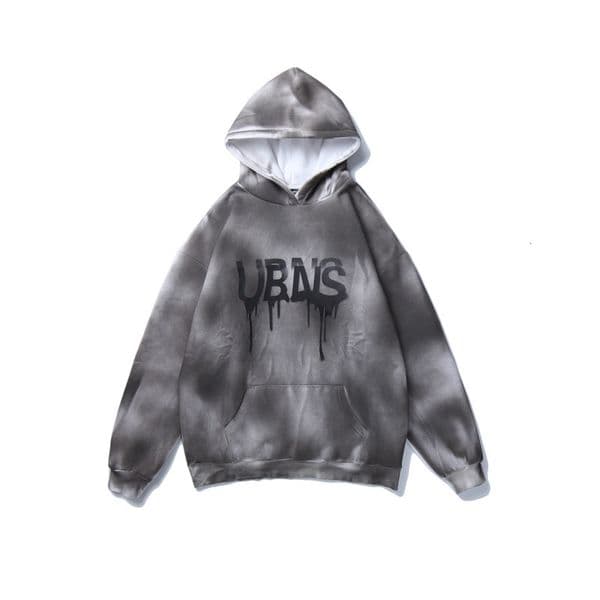 Tide Brand Dark Loose Oversize Hoodie Men And Women Tie-dyed Irregular Do Used Wash Increase Down Even Midnight