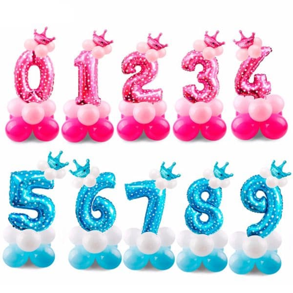 Birthday Balloons Blue Pink Number Foil Balloons 1 2 3 4 5 6 7 8 9 Years Happy Birthday Party Decorations Kids ballon M2171