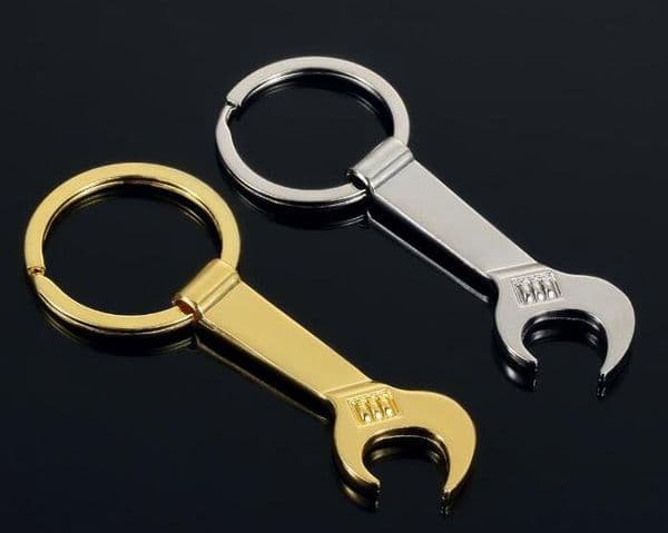 free shipping8.5*3.2cm Tool Metal Wrench Spanner Lever Bottle Opener Key Chain Keyring Gift Silver Gold 2 Color