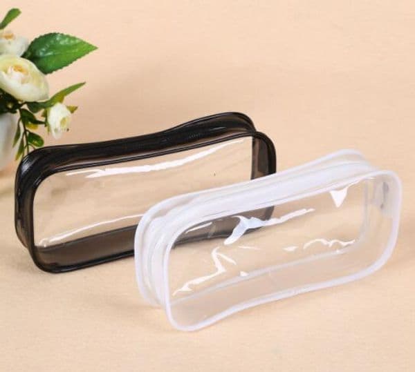 New PVC Pencil Bag Zipper Pouch School Students Clear Transparent Waterproof Plastic Storage Box Pen Case Mini Travel Makeup Bags