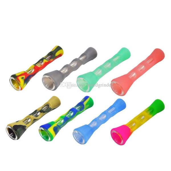 Newest Mini Colorful Silicone Glass tobacco Pipe Multiple Colors Innovative Portable glass cigarette Filter for smoking