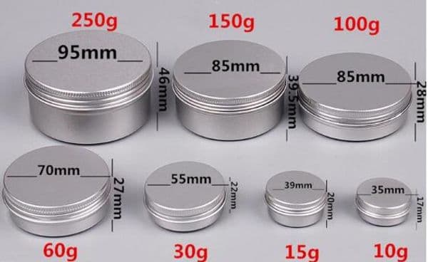 5 10 15 30 60 100 150 200 250 ml Empty Aluminium Cosmetic Containers Pot Lip Balm Jar Tin For Cream Ointment Hand Cream Packaging Box