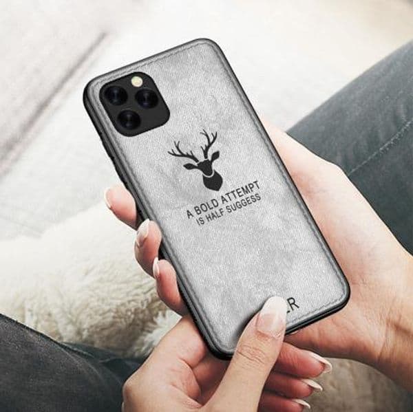 Luxury Canvas Deer Letter Back Case For iPhone 6 6S Plus Soft Silicone Bumper Cover For iPhone 11 Pro X XR XS Max 7 8 8Plus Cases