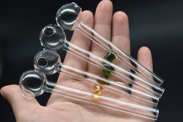 Cheap price thick pyrex glass pipes 10cm 8mm OD straight Glass Oil burners Pipes clear tube balancer hand smoking pipes glass oil nail pipe