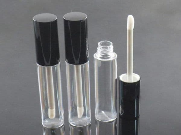 10ml empty lip gloss bottle lip oil container, lipgloss vial,empty round lip gloss tube packing with black silver cap