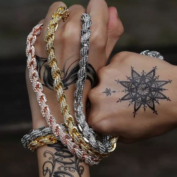 Mens Hiphop Iced Out jewelry Rose Gold Silver Chain Hip Hop Necklace Diamond Bling Chains Necklaces