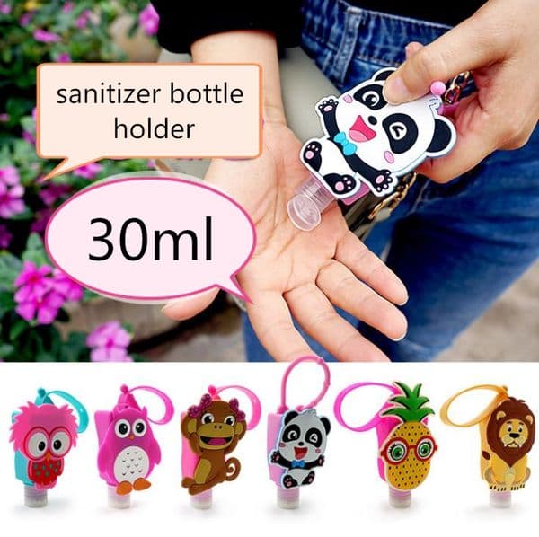 30ML Empty Hand Sanitizer Bottles with Cute Creative Cartoon Animal Cover Portable Silicone Hand Soap Holder SN1610