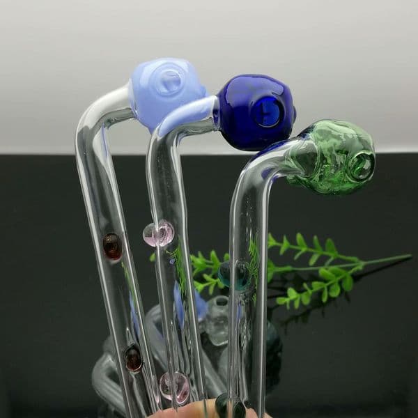 Smoking pipes Ball Glass Oil Burner Pipe Smoking Bowl Water Hookahs Bongs Double point colored skull glass curved pot