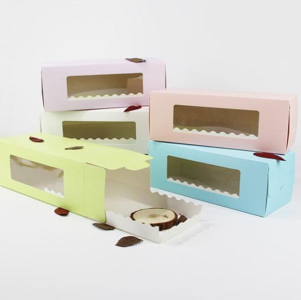 5 Colors Long Cardboard Bakery Box for Cake Roll Swiss Roll Boxes Cookie Cake Packaging SN1577