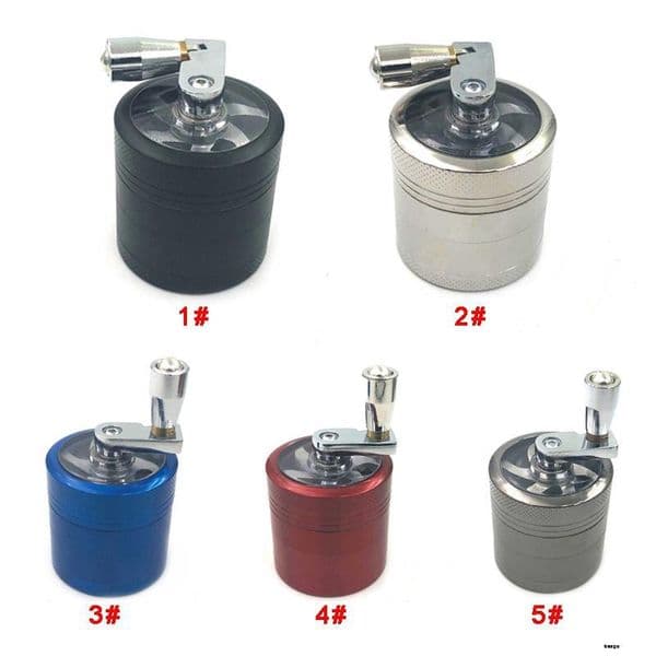Hand Crank Tobacco Herb Grinder 4 Layers Zinc Alloy Grinders Herb Cigarette Smoking Spice Crusher With Handle Sharpstone Grinders