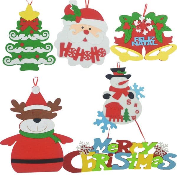 Christmas decorations Pendants Non woven fabric Xmas Ornament Hanging Santa Claus Snowman Xmas tree Pendants T9I00625