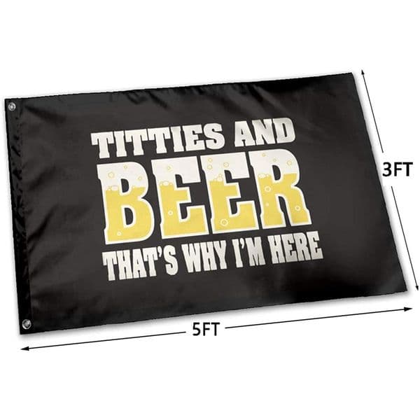 Titties Beer That039s Why I039m Here Funny Flag Polyester Fabric Hanging Advertising Outdoor Indoor