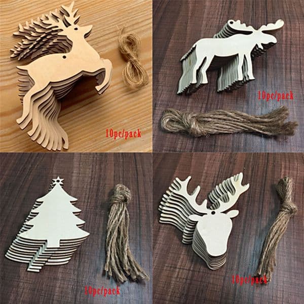 Christmas Tree Decoration Pendant Wooden Crafts Handmade DIY Small Gifts Home Party Christmas Decoration Supplies Free Shipping