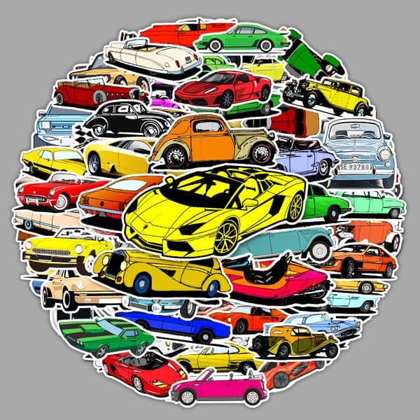 Cartoon Car Sticker Water Cup Helmet Computer Scooter Waterproof Sticker