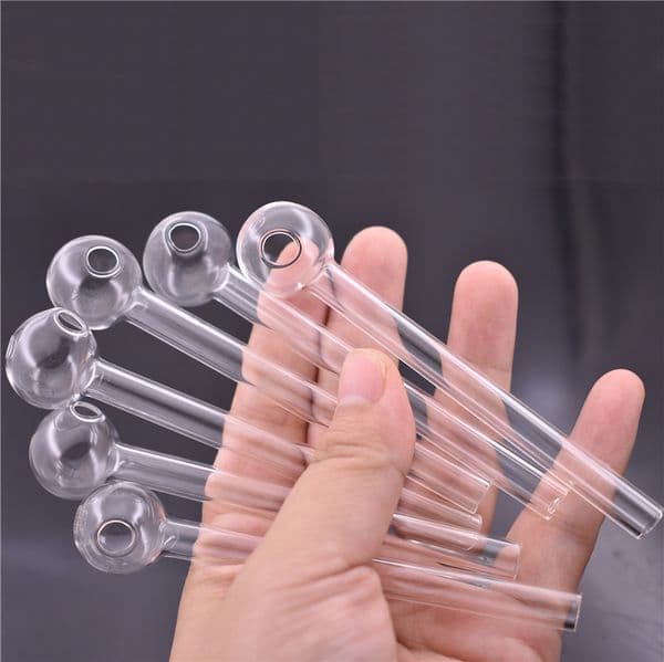 Large in stock thick Pyrex Glass Oil Burner Pipe Clear Glass Oil Burner 4inch Great Tube Glass Oil Nail Pipe factory price