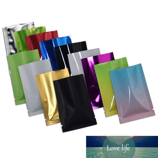 200pcs/lot Glossy Aluminum Foil Open Top Vacuum Pouch Heat Seal Food Vacum Bag Matte Colored Mylar Foil Packing Sample Bags