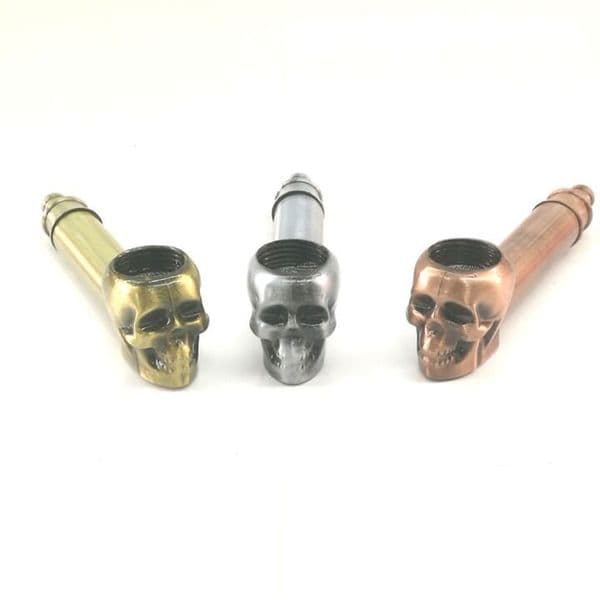 Oil Burner Skull Tobacco Smoking Pipes Metal Herb Pipe With Mesh Screen Filter Twisty Metal Blunt Skull Hand Pipe for Dry Herb