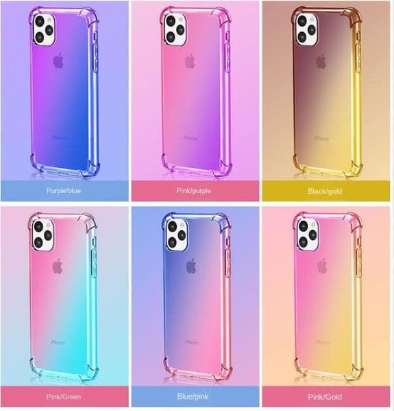 HOT Gradient Color Transparent TPU Shockproof Phone Case for New iPhone 11 XR X XS MAX 8 7 6S plus for Samsung S8 S9 S10 S20