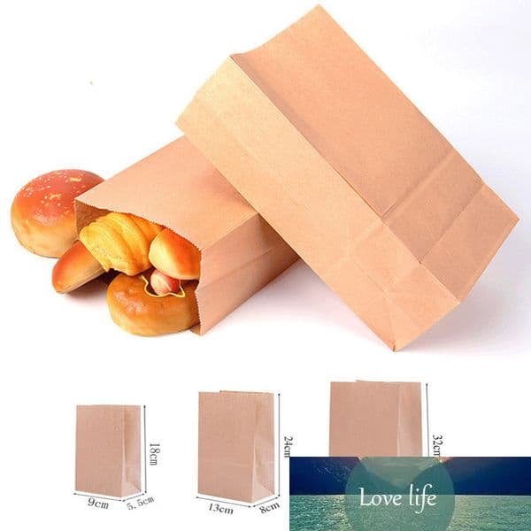 5 Pcs/Set Food Packing Bag Eco Friendly Waterproof Kraft Paper Gift Flat Oil Proof Biscuit Candy Bread Nuts Snack Baking Package
