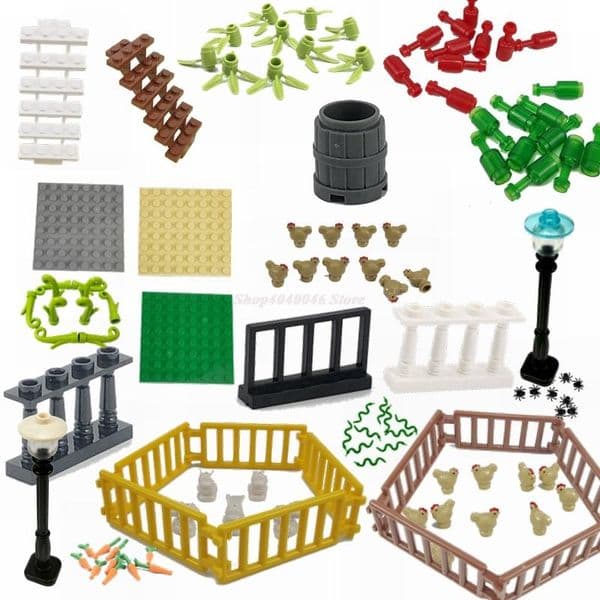 Locking Bricks Moc Parts Base Plate 88 Dots Fence Street Light White Rabbit Carrot Flowers Food Chick Baby Diy Blocks Kids Toys yxlxAq