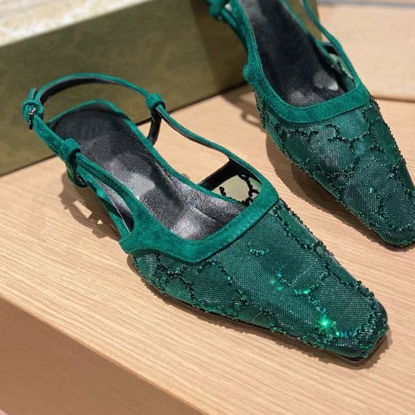 color women's genuine leather slip on high heel sandals slingback elegant ladies summer evening pumps party shoes gucciily guccily guccislides guccishoe GAJK new