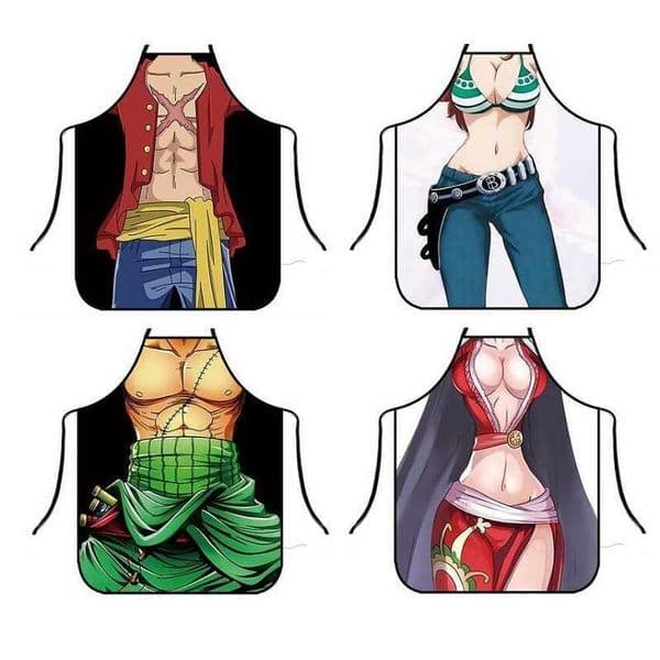 Anime cartoon kitchen apron polyester dinner party cooking pinafore adult bibs household cleaning cooking accessories aprons for women