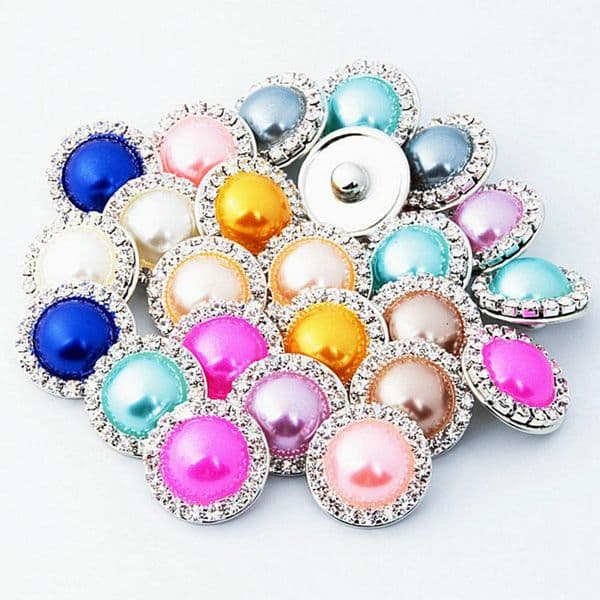 2021 Chunks 18mm Ginger Snaps Crystal rhinestone faux Pearl Charm DIY Jewelry Fit Snap Button bracelet Necklace Jewelry in Bulk wholesale