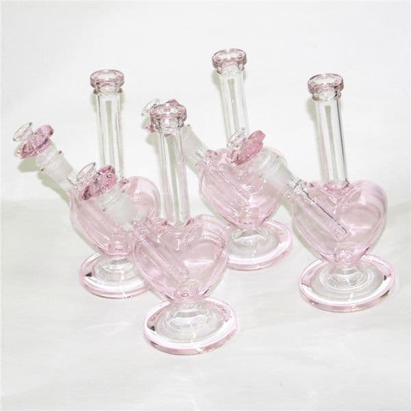 9" beautiful love shisha hookahs glass water pipes heart shape glass bongs oil rig with 14mm bowl reclaim catcher quartz bangers
