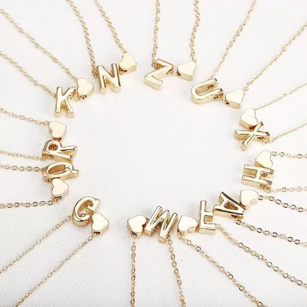 Declicate 26 Initial English Letter Heart Necklace Gold Silver Color A-Z Charm Alphabet Pendent Necklaces Chain for Women Anniversary Wedding Jewelry Nice Gift