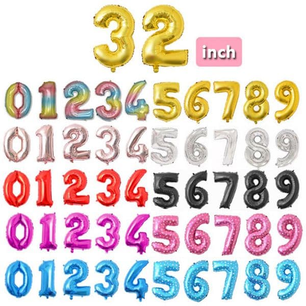Helium Balloon 32 Inch Gold Letter Number Aluminum Foil Balloons Birthday Decoration Wedding Air Party Supplies