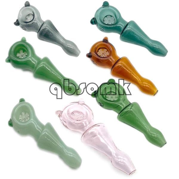 QBsomk Glass Hand Pipes With Cartoon Snowflake Design Solid Color 10cm Oil Burner Smoking Oil Tobacco Glass Water Pipe