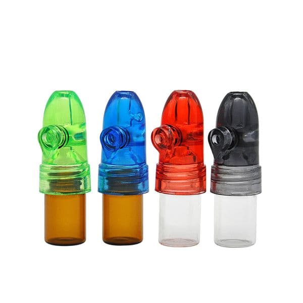 Smoking Accessories Plastic glass Bottle 53mm Snuff Dispenser Bullet Rocket Snorter sunff pill case Box snorter sniffer