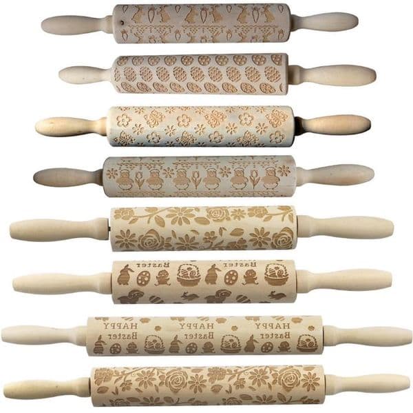 Easter Embossing Rolling Pin Baking Cookies Noodle Biscuit Fondant Cake Dough Engraved Roller Kitchen DIY Cookies home Tool SN2364