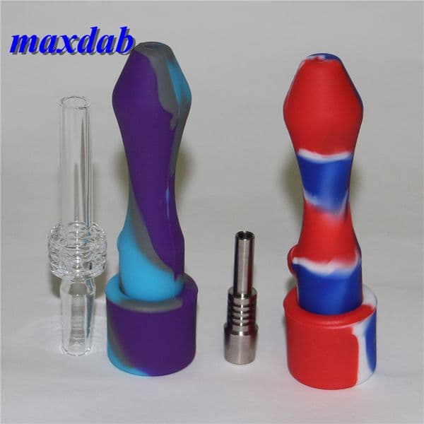 Smoking Glass Nectar Water Pipes with GR2 Titanium Nail 10mm Concentrate Straw Pipe Silicone Oil Rigs