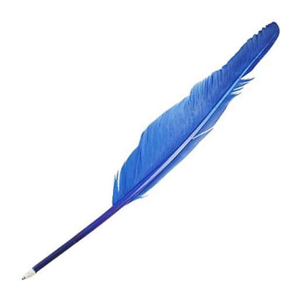 Wholesale-Blue Feather Quill Black Ink Retro Ballpoint Ball Point Pen