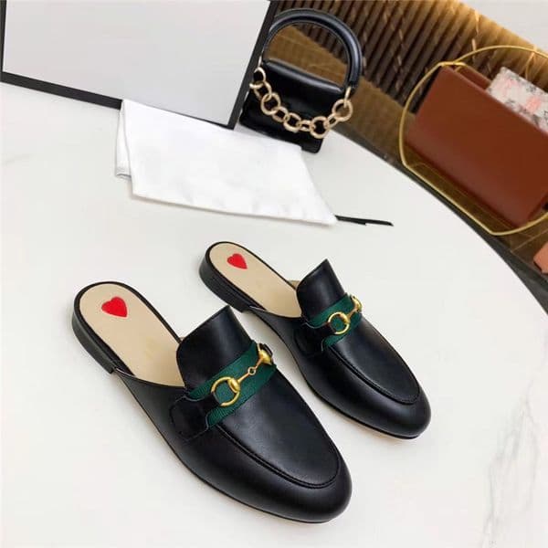 Princetown Designer Slippers Women Loafers Genuine Leather Mules Metal Chain Comfortable Casual Shoe Lace Velvet Slipper With Box