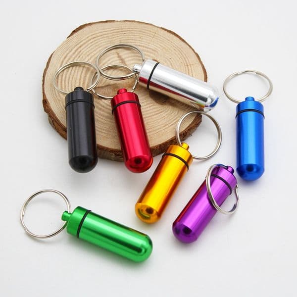 Portable Dabber Wax Tobacco Container Medicine Box Metal Pill Cases Jars Mini Aluminum Bottle Drug Storage Holder for Dry Herb Herbal Vaporizer Keychain 7 Colors