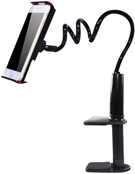 Phone Holder, 27.5" Flexible Mount Holder Arm Clip Rotating Cell Phone Holder for Desk for Phones, 4-10.1 Inch Device
