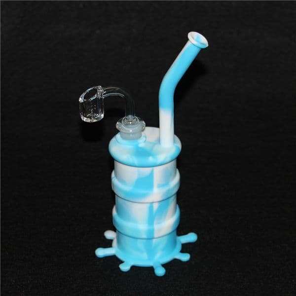 hookahs Silicone Water Pipe Bong Unbreakable Oil Rig Concentrate Smoking pipes with 5ml Wax Container and quartz bangers