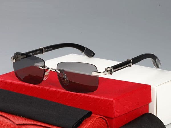 Rectangle Sunglasses For Women Gold Metal Wood Bamboo Frame Brand Design Sun glasses Mens Black Brown Clear Lens Come With Box eyeglasses lunettes de soleil