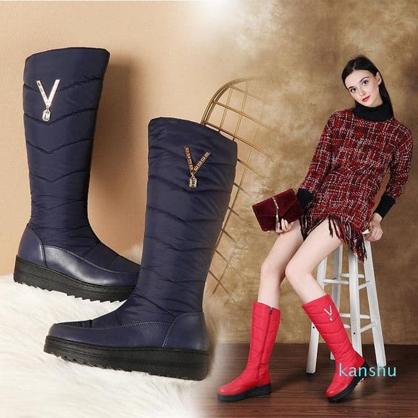 Boots Women's Warm Mid-calf Plus Size 22-27cm Russian Winter -30 Degrees Side Zipper Down Fabric Snow 3 Colors22